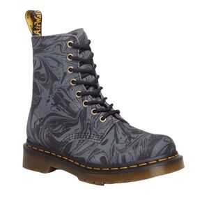 BN Dr. Martens Print Marbled Leather Suede Lace Up Gray Women's Boots Size 7